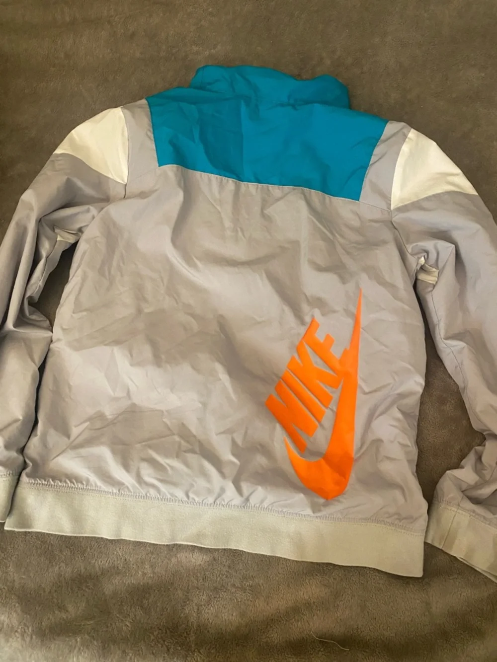Nike Orange Logo Tee with Teal and Gray Windbreaker Set - Picture 4 of 9